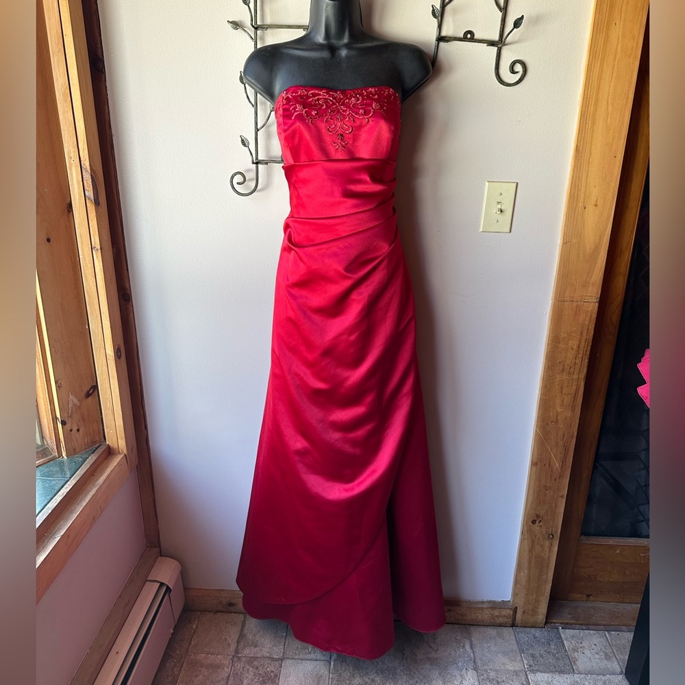 Bridesmaid gown red apple, David’s Bridal. I have two of these gowns.